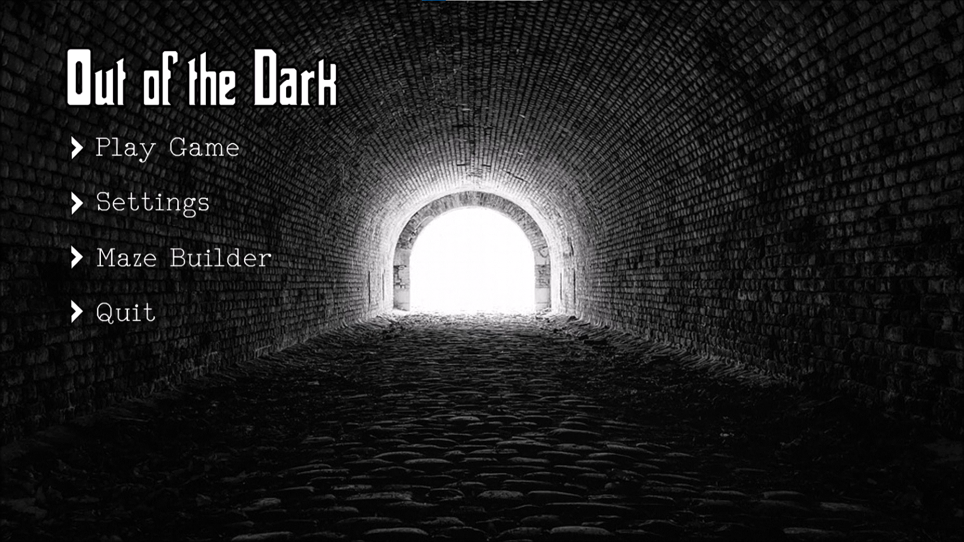 Out of the dark starting screen